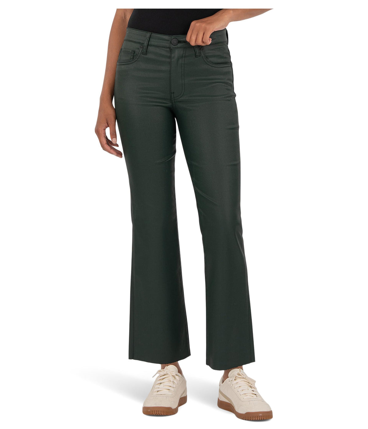 KUT from the Kloth Kelsey High-Rise Ankle Flare with Raw Hem