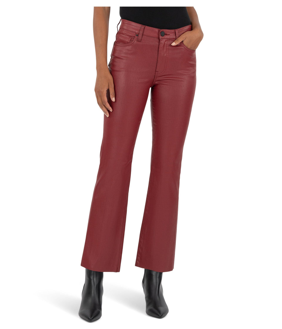 KUT from the Kloth Kelsey High-Rise Ankle Flare with Raw Hem