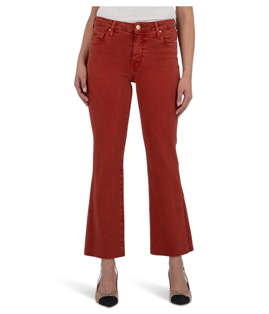 KUT from the Kloth Kelsey High-Rise Ankle Flare with Raw Hem