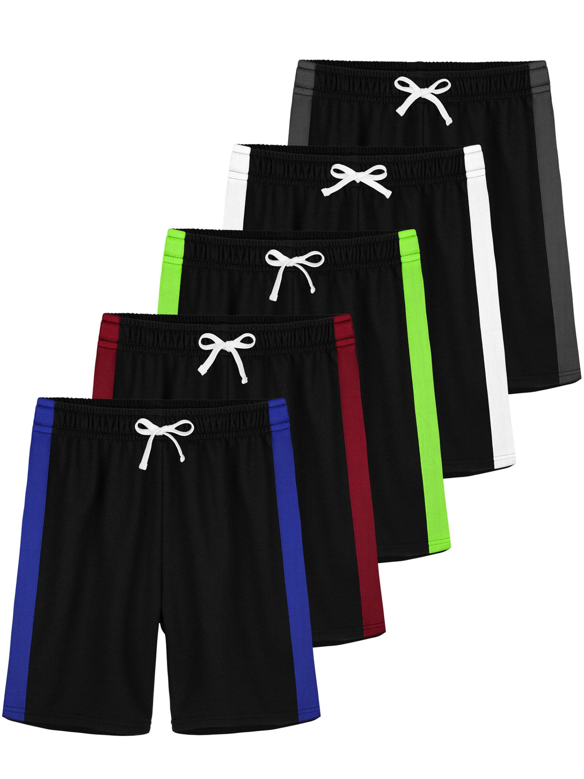 YERIOK 5 Pack Boys Athletic Shorts Mesh Basketball Soccer Quick Dry Shortss