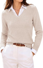 GRACE KARIN Cashmere Sweaters for Women V Neck Merino Wool Fall Sweater