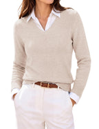 GRACE KARIN Cashmere Sweaters for Women V Neck Merino Wool Fall Sweater
