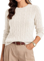 GRACE KARIN Women 100% Merino Wool Sweater Cable Crewneck Pullover Sweaters