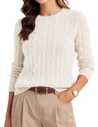 GRACE KARIN Women 100% Merino Wool Sweater Cable Crewneck Pullover Sweaters