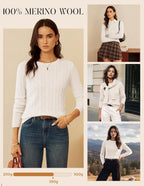 GRACE KARIN Women 100% Merino Wool Sweater Cable Crewneck Pullover Sweaters