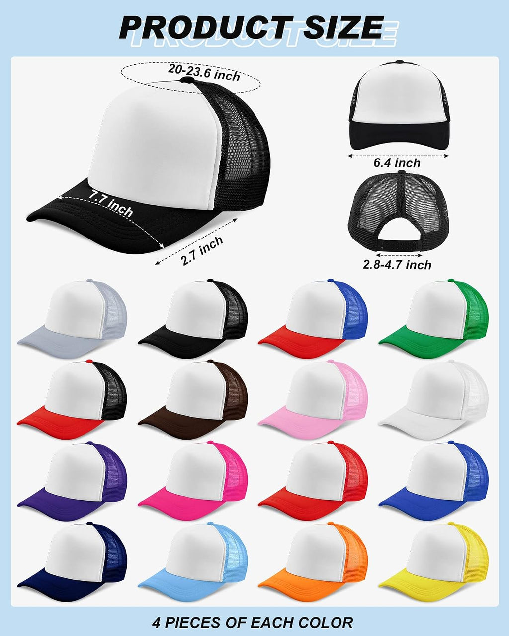 Didaey Sublimation Trucker Hat Bulk, Blank Mesh Baseball Caps