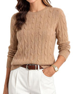 GRACE KARIN Women 100% Merino Wool Sweater Cable Crewneck Pullover Sweaters
