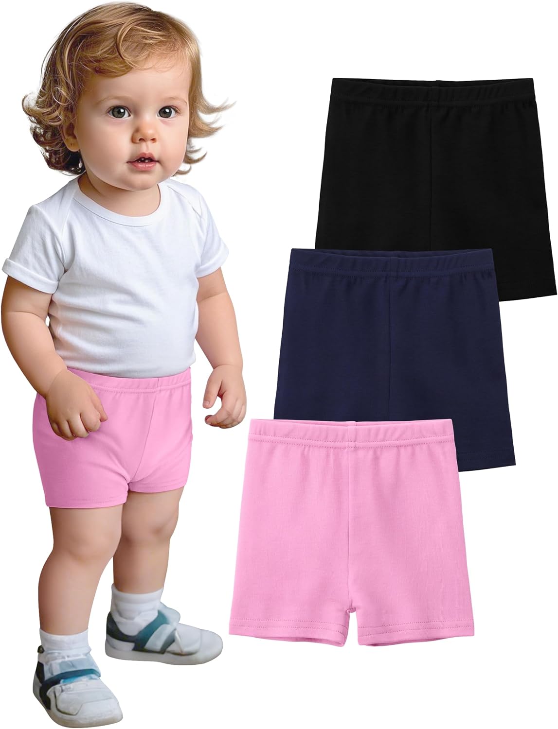 YERIOK 3 Pack Cotton Baby Girls Shorts Toddler Biker Bike Cartwheel Under Shorts for Baby Girl Clothes