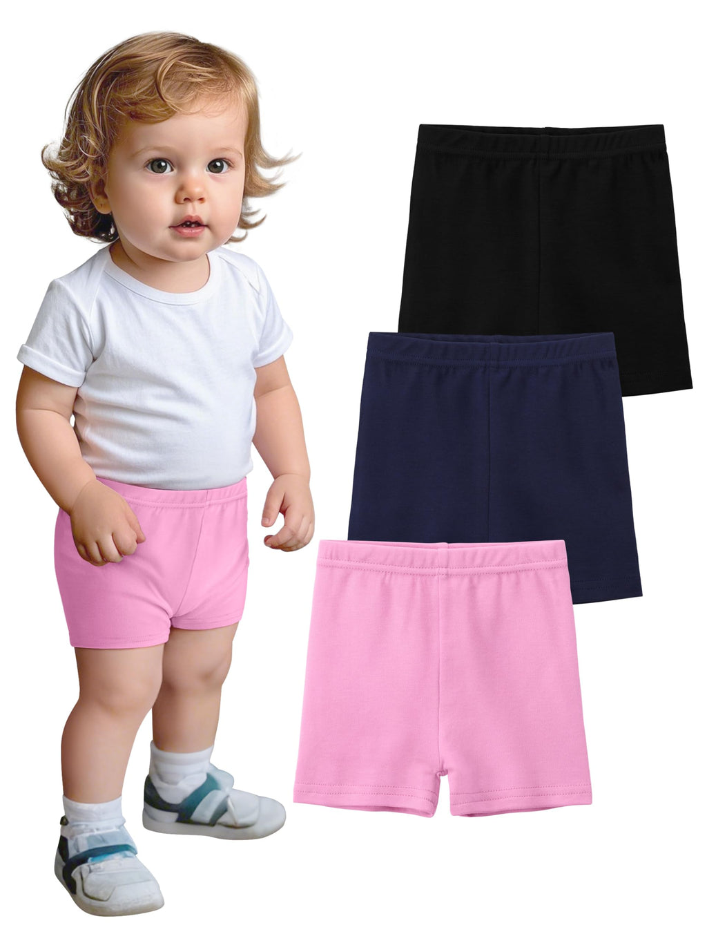 YERIOK 3 Pack Cotton Baby Girls Shorts Toddler Biker Bike Cartwheel Under Shorts for Baby Girl Clothes