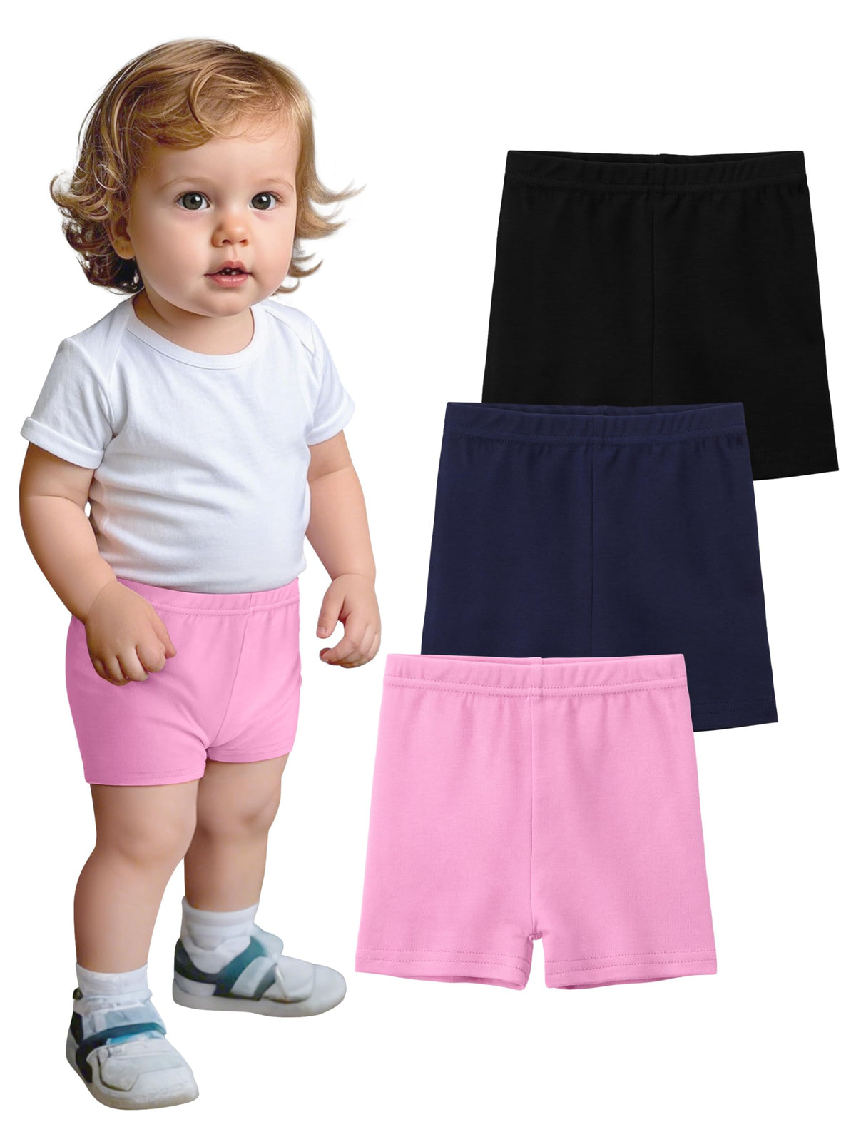 YERIOK 3 Pack Cotton Baby Girls Shorts Toddler Biker Bike Cartwheel Under Shorts for Baby Girl Clothes