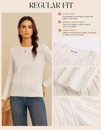 GRACE KARIN Women 100% Merino Wool Sweater Cable Crewneck Pullover Sweaters