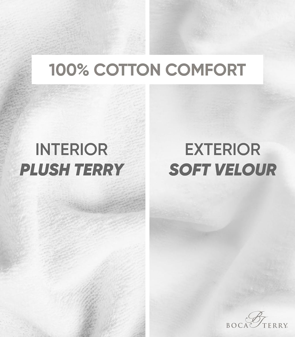 Womens Terry Cloth Bathrobe by Boca Terry, 100% Cotton White Hotel Spa Robe