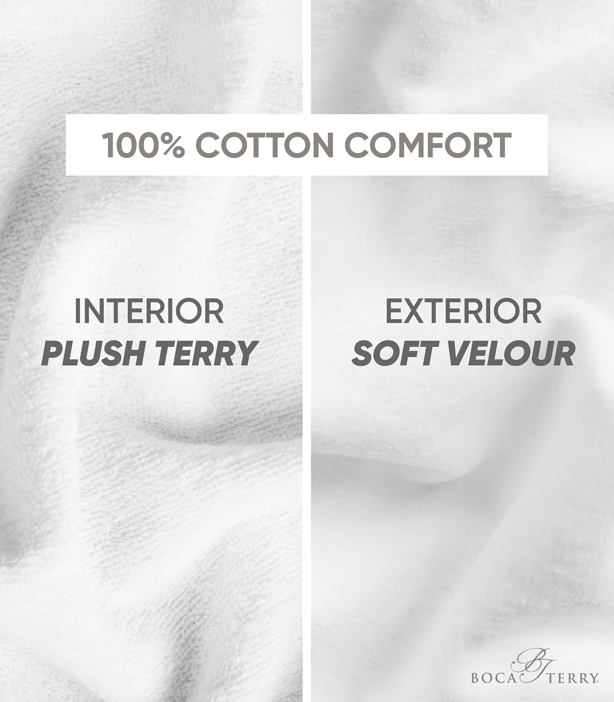 Womens Terry Cloth Bathrobe by Boca Terry, 100% Cotton White Hotel Spa Robe