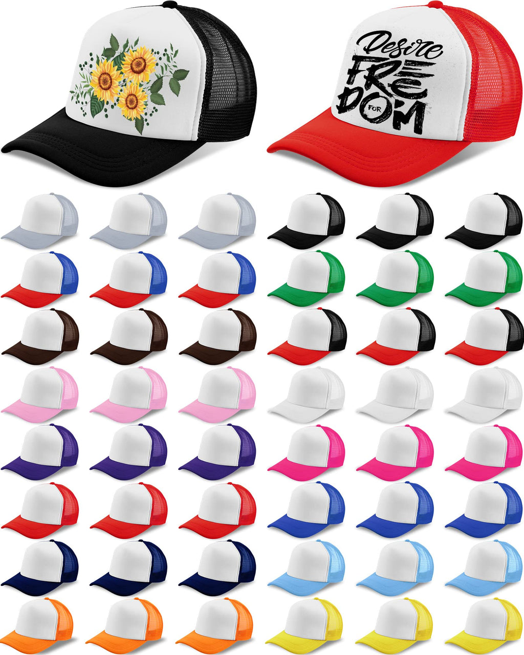 Didaey Sublimation Trucker Hat Bulk, Blank Mesh Baseball Caps