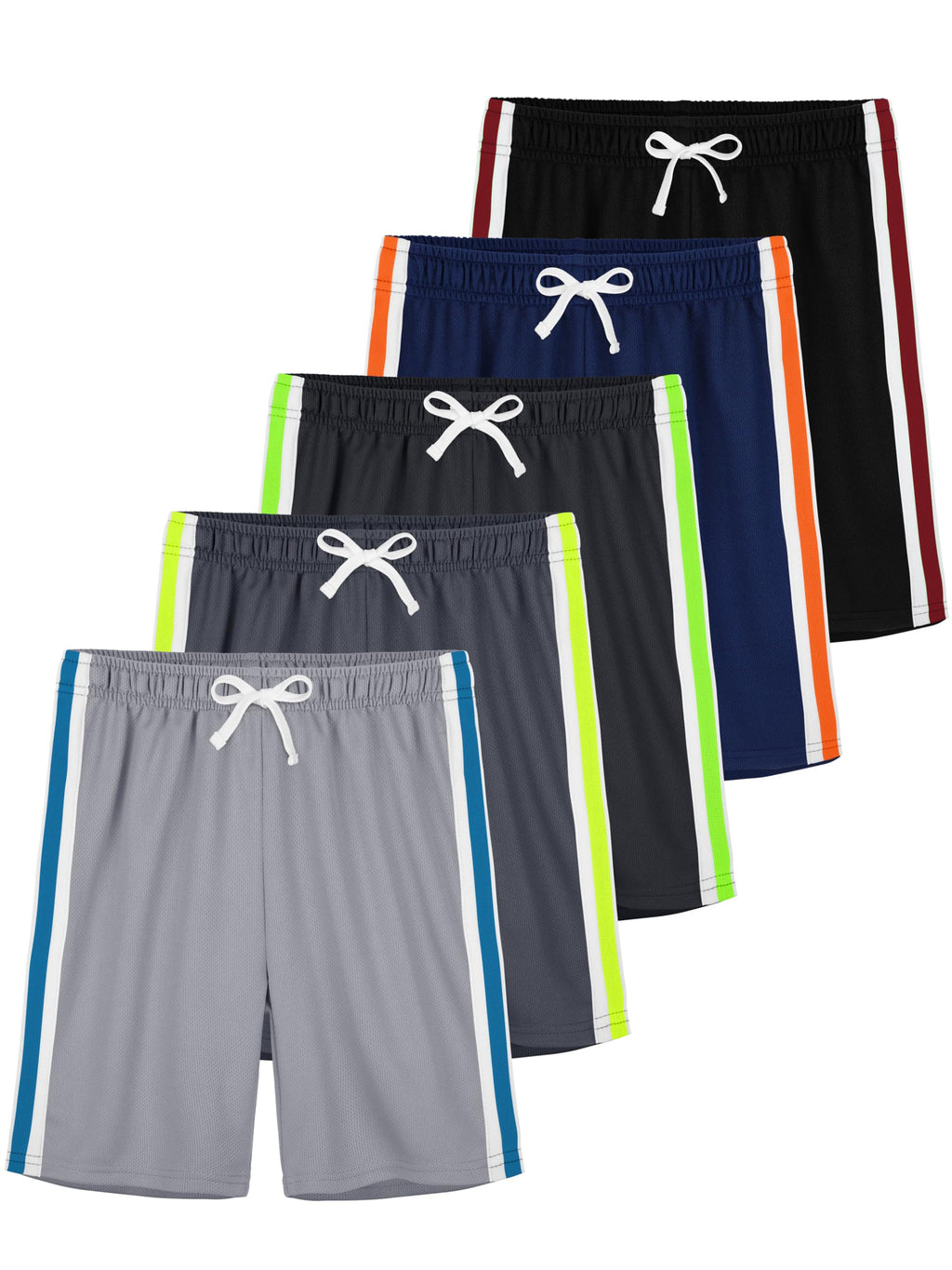YERIOK 5 Pack Boys Athletic Shorts Mesh Basketball Soccer Quick Dry Shortss