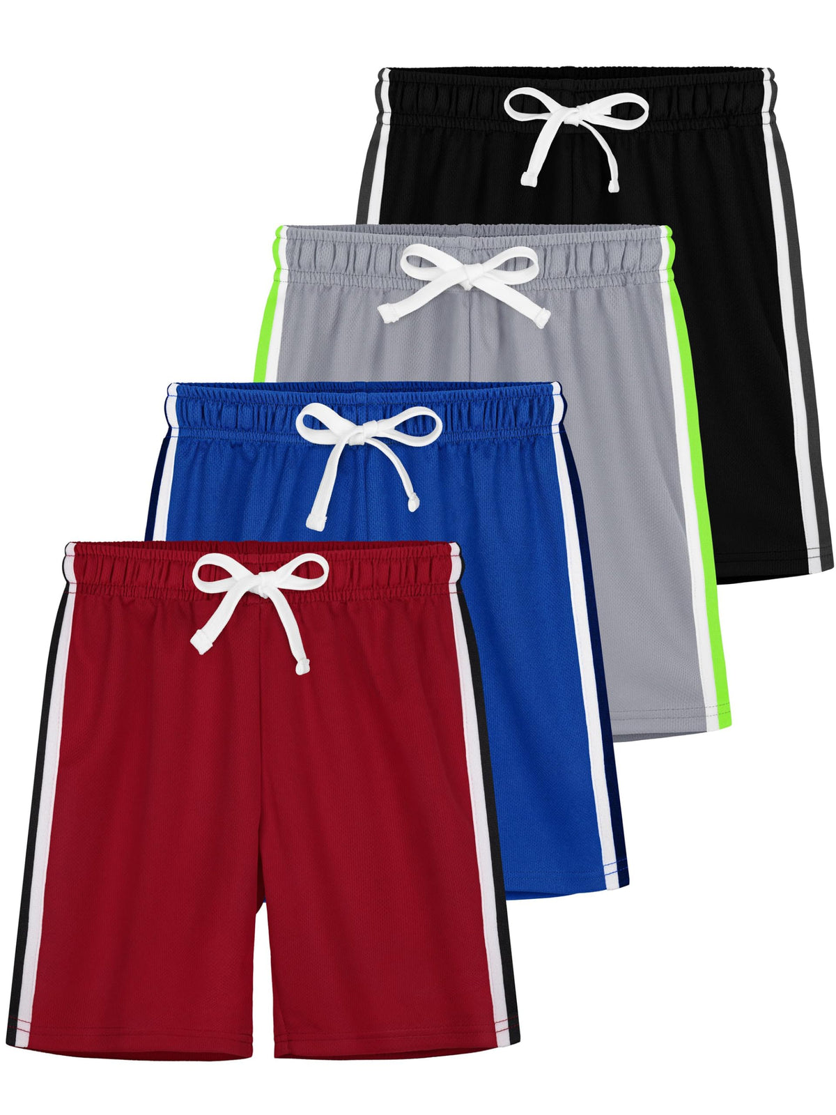 YERIOK 4 Pack Boys Athletic Shorts Mesh Basketball Soccer Quick Dry Short