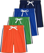 YERIOK 4 Pack Boys Athletic Shorts Mesh Basketball Soccer Quick Dry Short