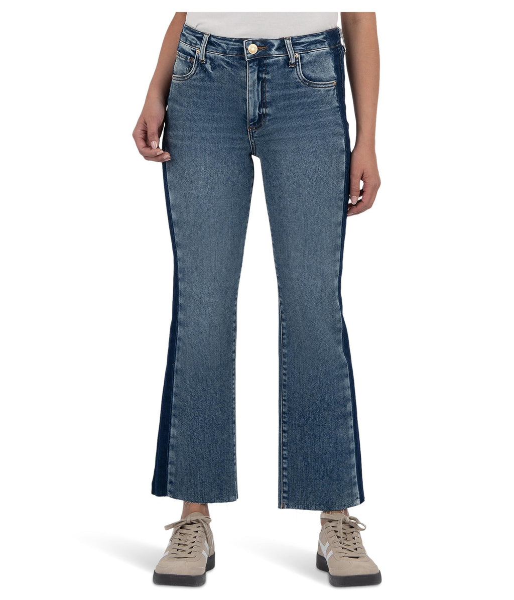 KUT from the Kloth Kelsey High-Rise Ankle Flare with Raw Hem