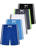 YERIOK 5 Pack Boys Athletic Shorts Mesh Basketball Soccer Quick Dry Shortss