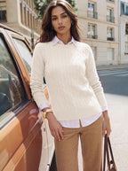 GRACE KARIN Women 100% Merino Wool Sweater Cable Crewneck Pullover Sweaters