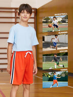 YERIOK 4 Pack Boys Athletic Shorts Mesh Basketball Soccer Quick Dry Short