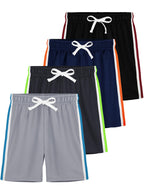 YERIOK 4 Pack Boys Athletic Shorts Mesh Basketball Soccer Quick Dry Short
