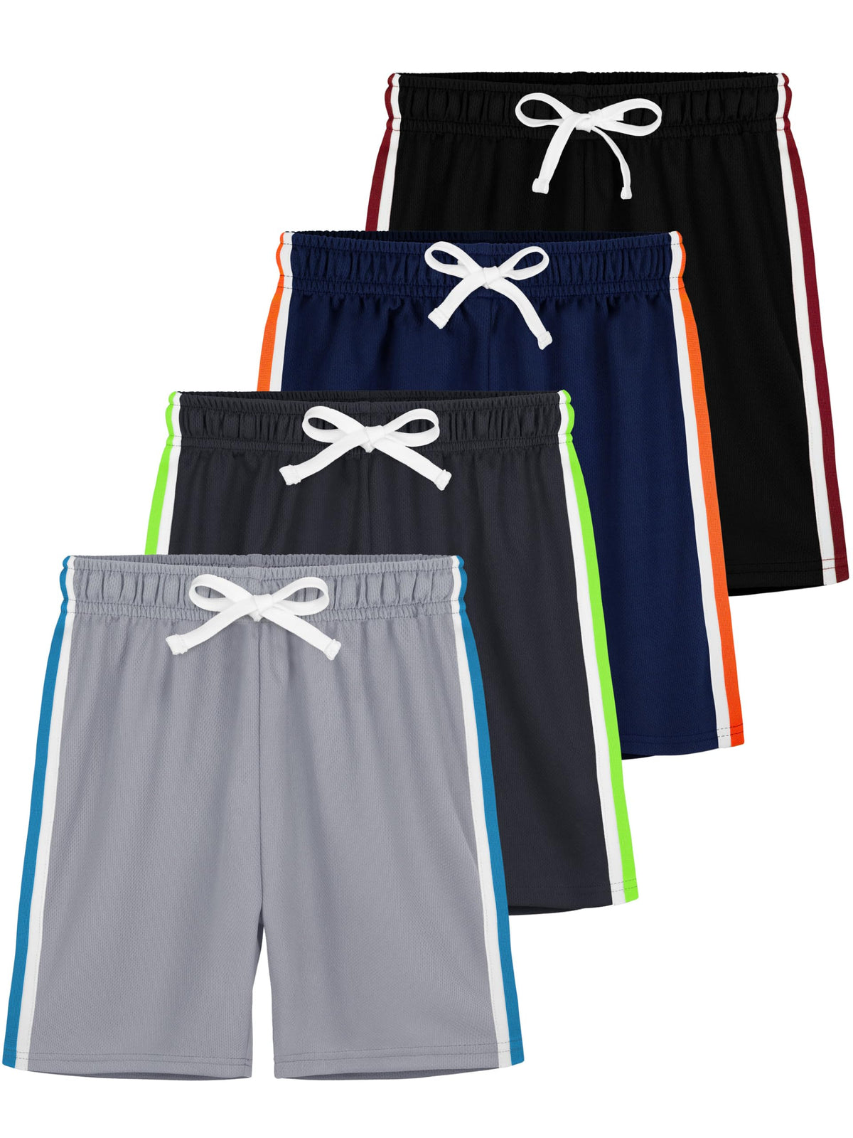 YERIOK 4 Pack Boys Athletic Shorts Mesh Basketball Soccer Quick Dry Short