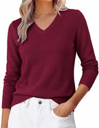GRACE KARIN Cashmere Sweaters for Women V Neck Merino Wool Fall Sweater