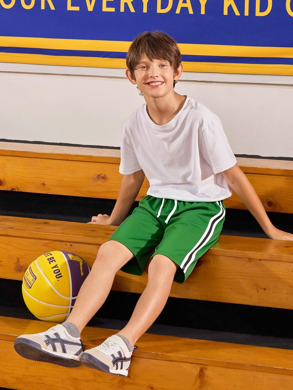 YERIOK 4 Pack Boys Athletic Shorts Mesh Basketball Soccer Quick Dry Short
