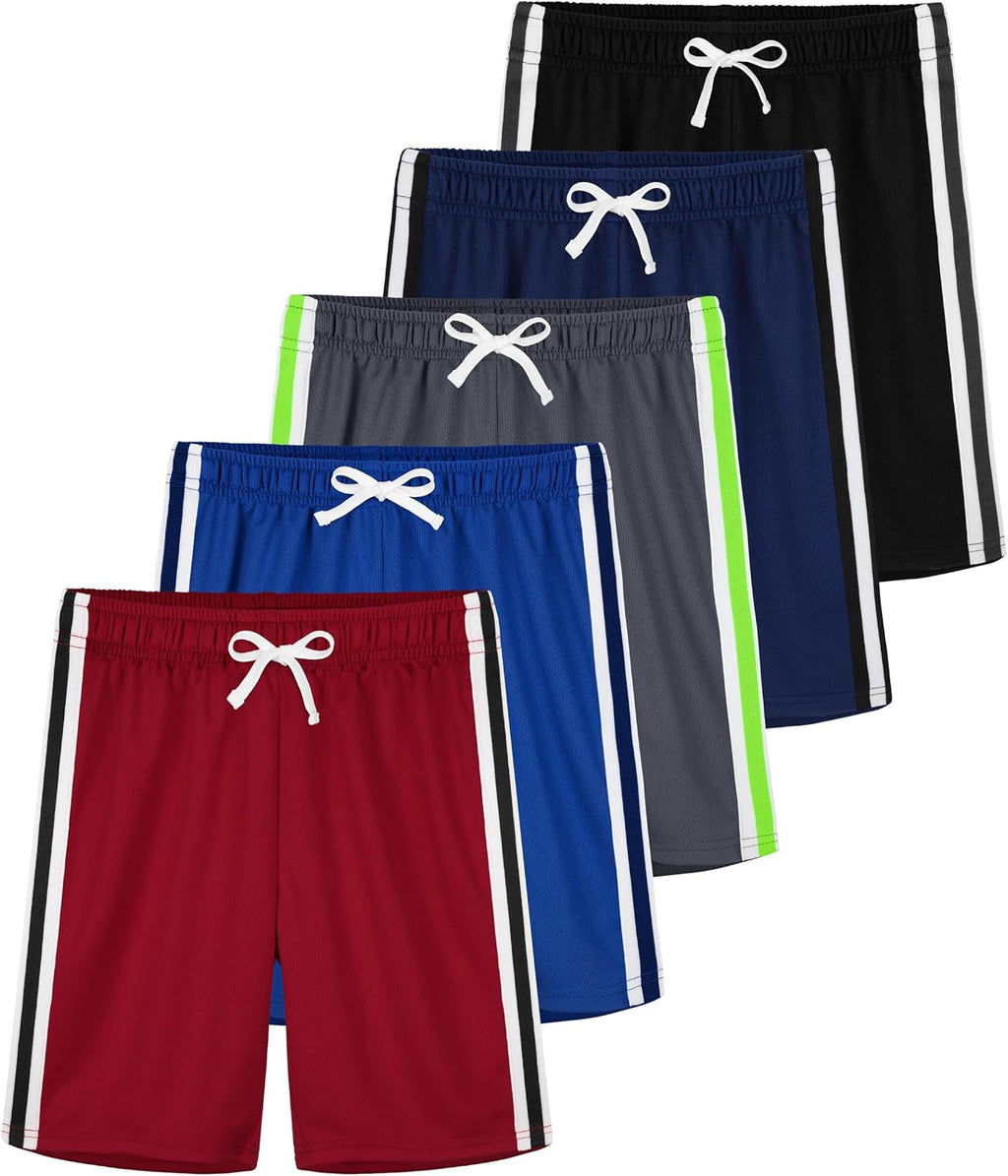 YERIOK 5 Pack Boys Athletic Shorts Mesh Basketball Soccer Quick Dry Shortss