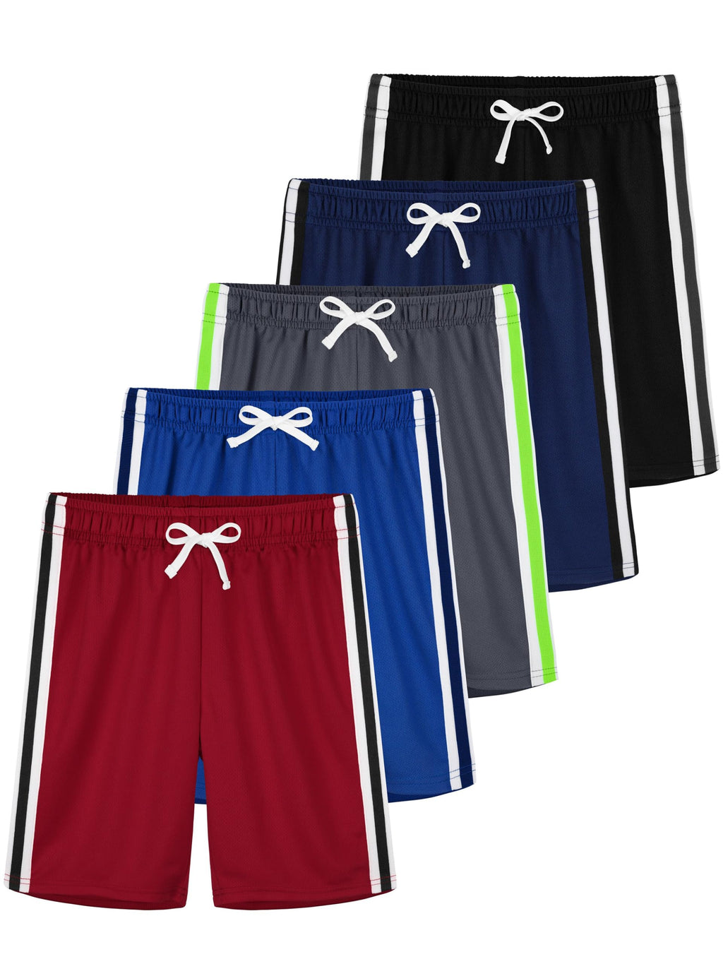 YERIOK 5 Pack Boys Athletic Shorts Mesh Basketball Soccer Quick Dry Shortss