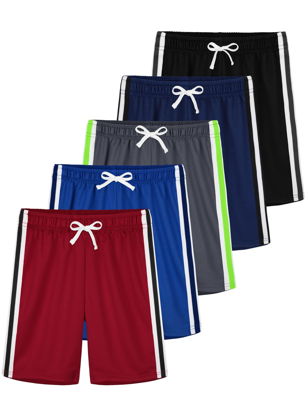 YERIOK 5 Pack Boys Athletic Shorts Mesh Basketball Soccer Quick Dry Shortss