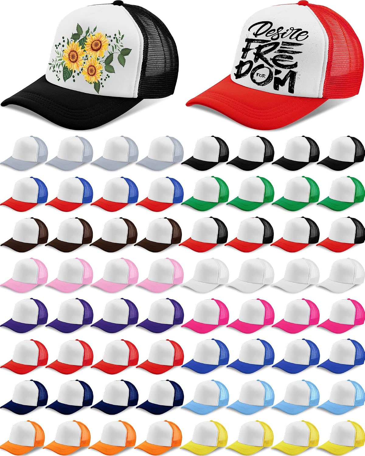 Didaey Sublimation Trucker Hat Bulk, Blank Mesh Baseball Caps