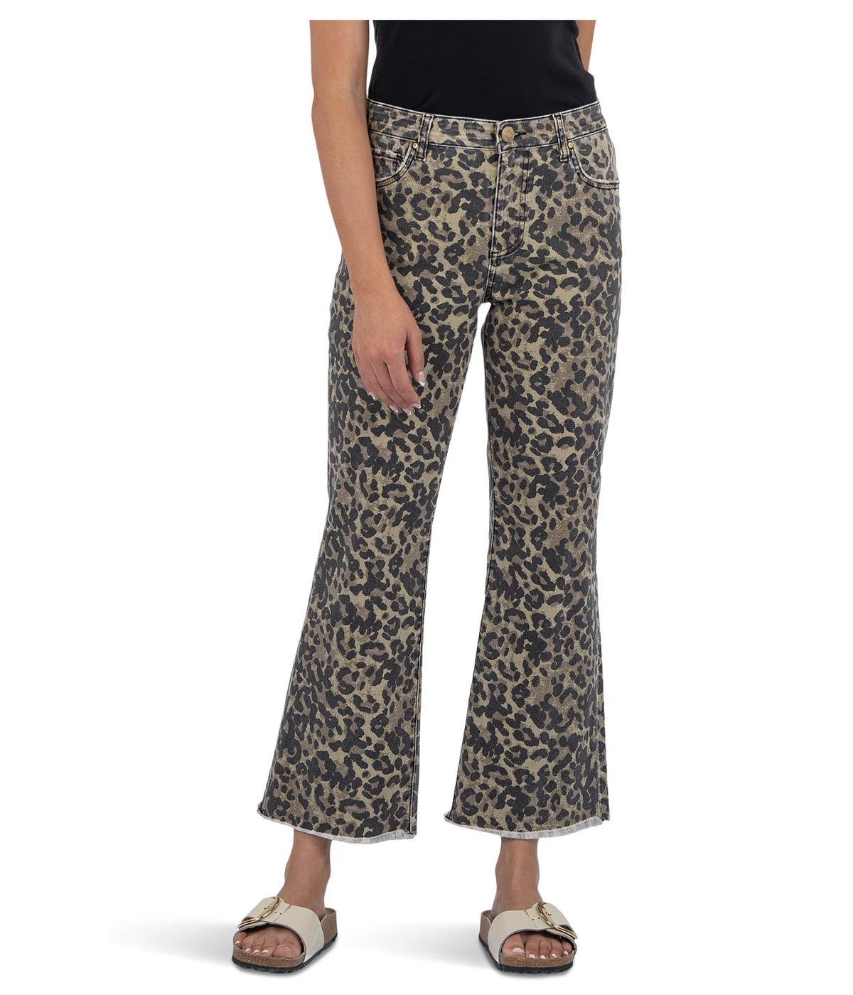 KUT from the Kloth Kelsey High-Rise Ankle Flare with Raw Hem