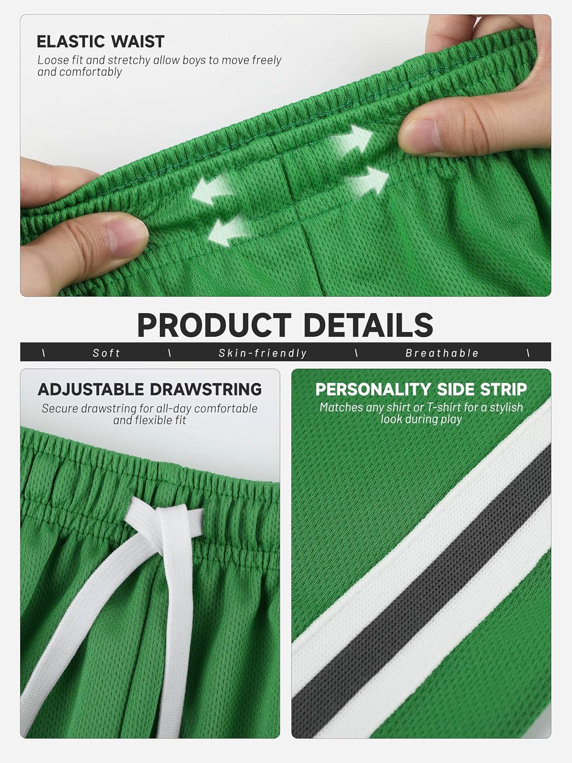 YERIOK 4 Pack Boys Athletic Shorts Mesh Basketball Soccer Quick Dry Short